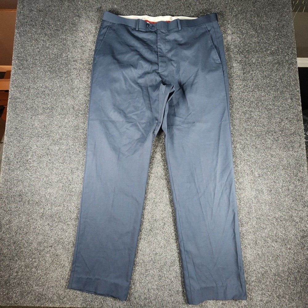 Bianco Brioni Mens Navy Blue‎ Wool Dress Pants Flat Front Trousers 38L
